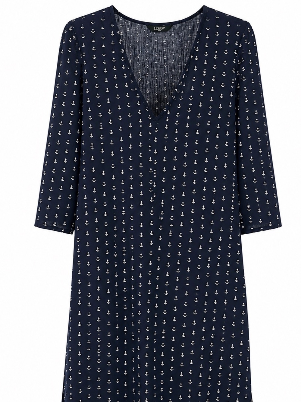 J. Crew Navy Anchor-Print V-Neck Swim Coverup
